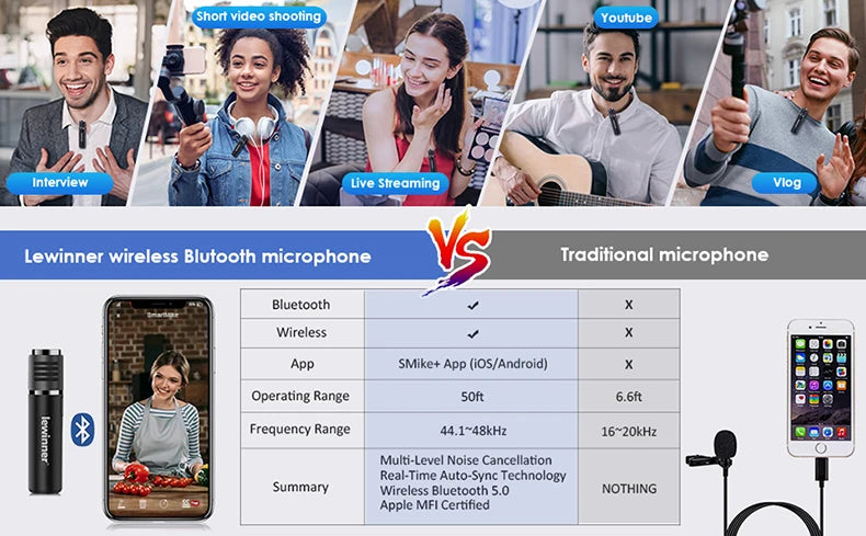 Lewinner L-699 Professional Karaoke Microphone Wireless Speaker Portable Bluetooth microphone for phone support record TF play