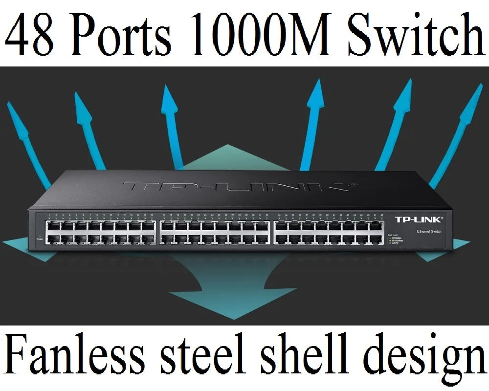 Plug&Play 48 Ports Desktop Gigabit 1000Mbps Switch Ethernet Network Switch LAN Hub Full or Half duplex Exchange RJ45 Data Switch