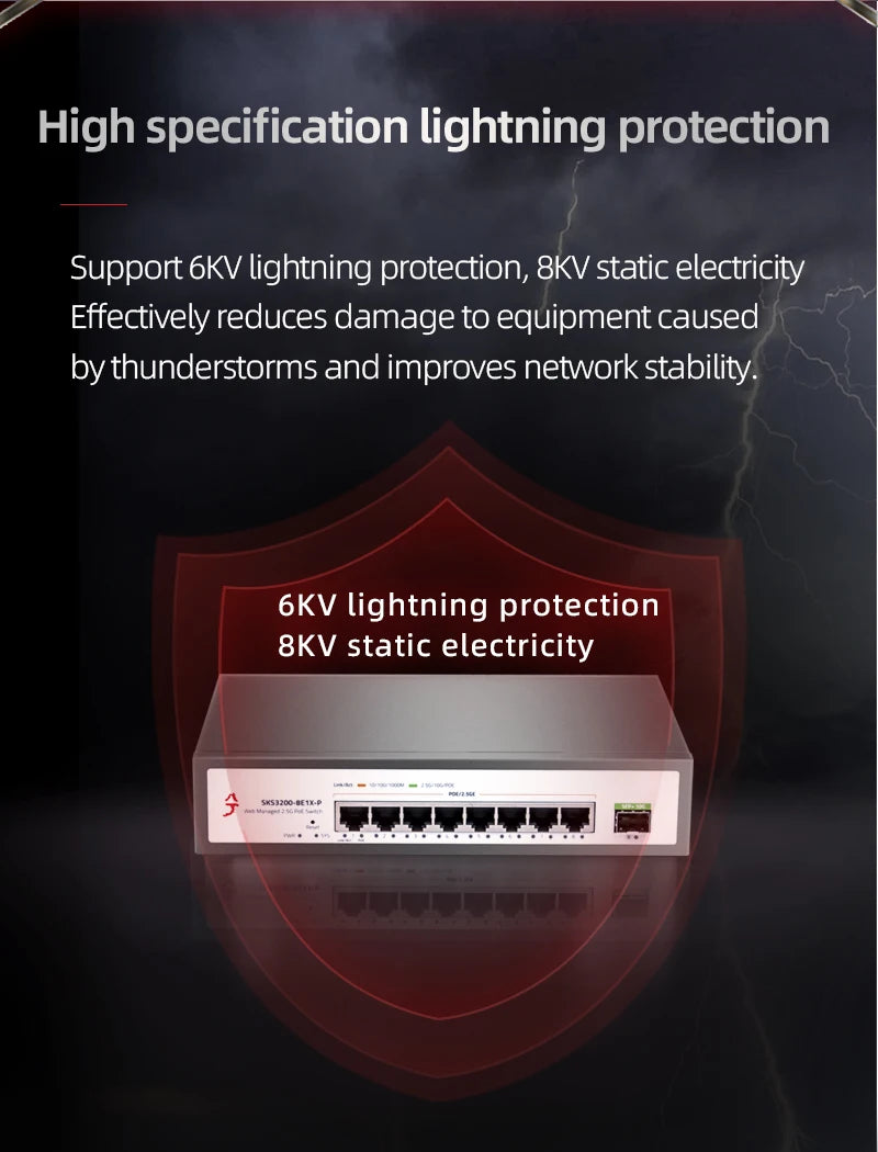 XikeStor 8 Ports 2.5G POE RJ45 1 Port 10G SFP+ L2 Managed POE Support VLAN/ Port Aggregation/ 802.3AF/AT Protocol