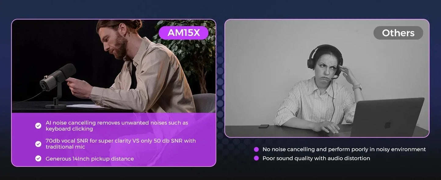 NearStream Dynamic XLR USB Mic Desktop Professional Microphone Plug-and-Play for Gaming Studio Streaming Podcast Recording pc