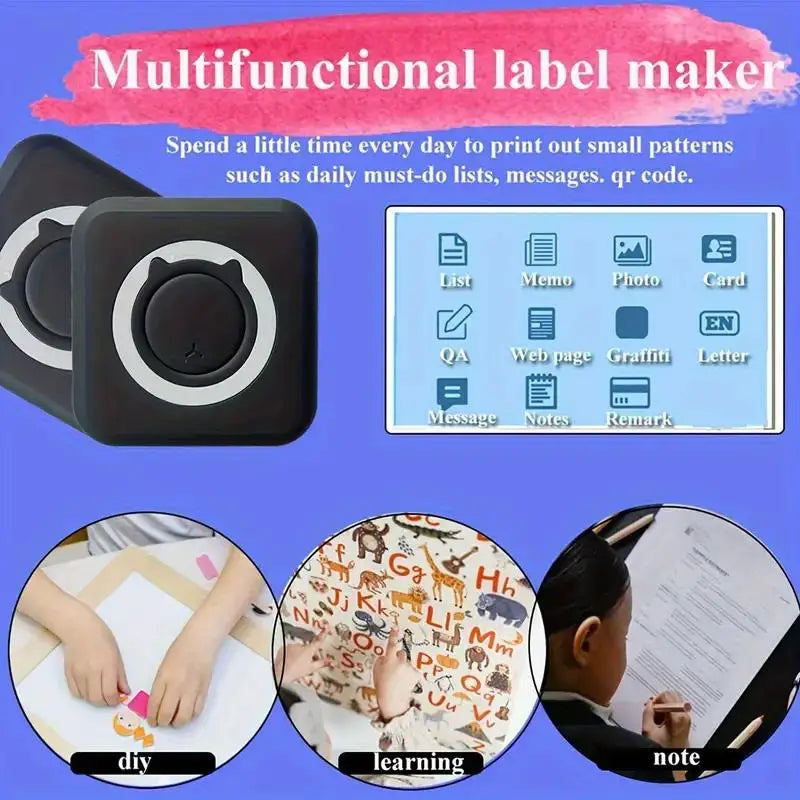 Portable Mini Thermal Printer Wirelessly BT 203dpi Photo Label Memo Wrong Question Printing With USB Cable Imprimante Portable