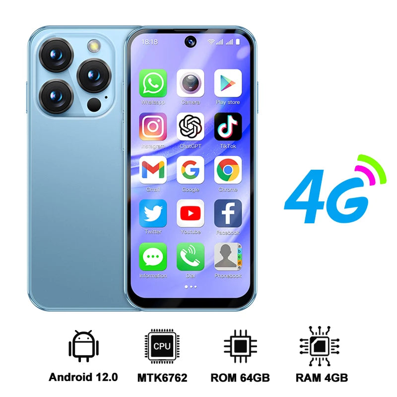 SERVO 19PRO 4G Network Mini Smartphone Android12 OS RAM 6GB ROM 128GB Play Store GPS OTG 3.88" Display 2 SIM Pocket Smart Phones