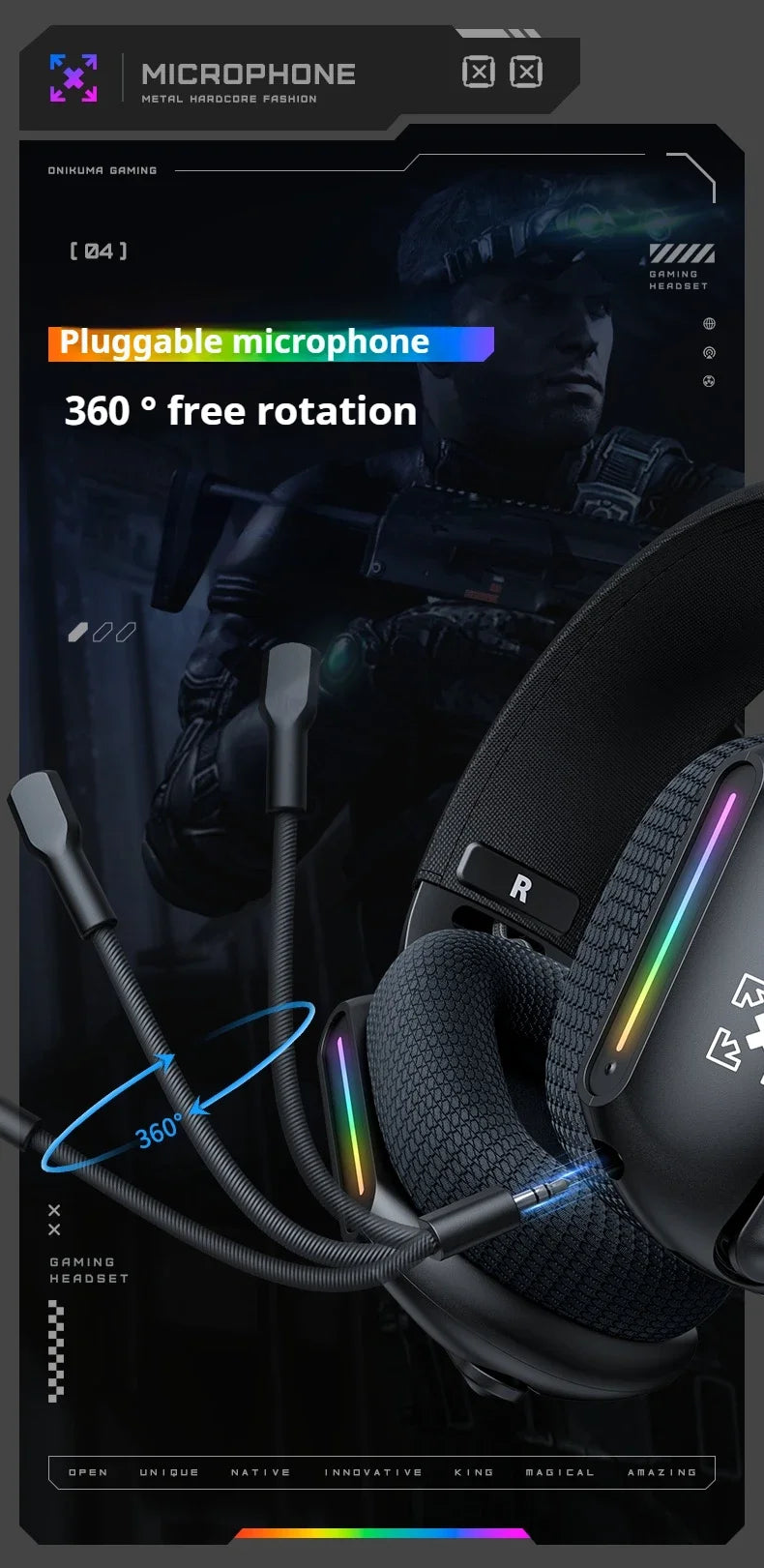 ONIKUMA Wireless Gaming Headset: 2.4G/Wired/Bluetooth 3 Modes, Bendable HD Mic, Soft Ear Pads, Immersive Sound for PC/PS4/5