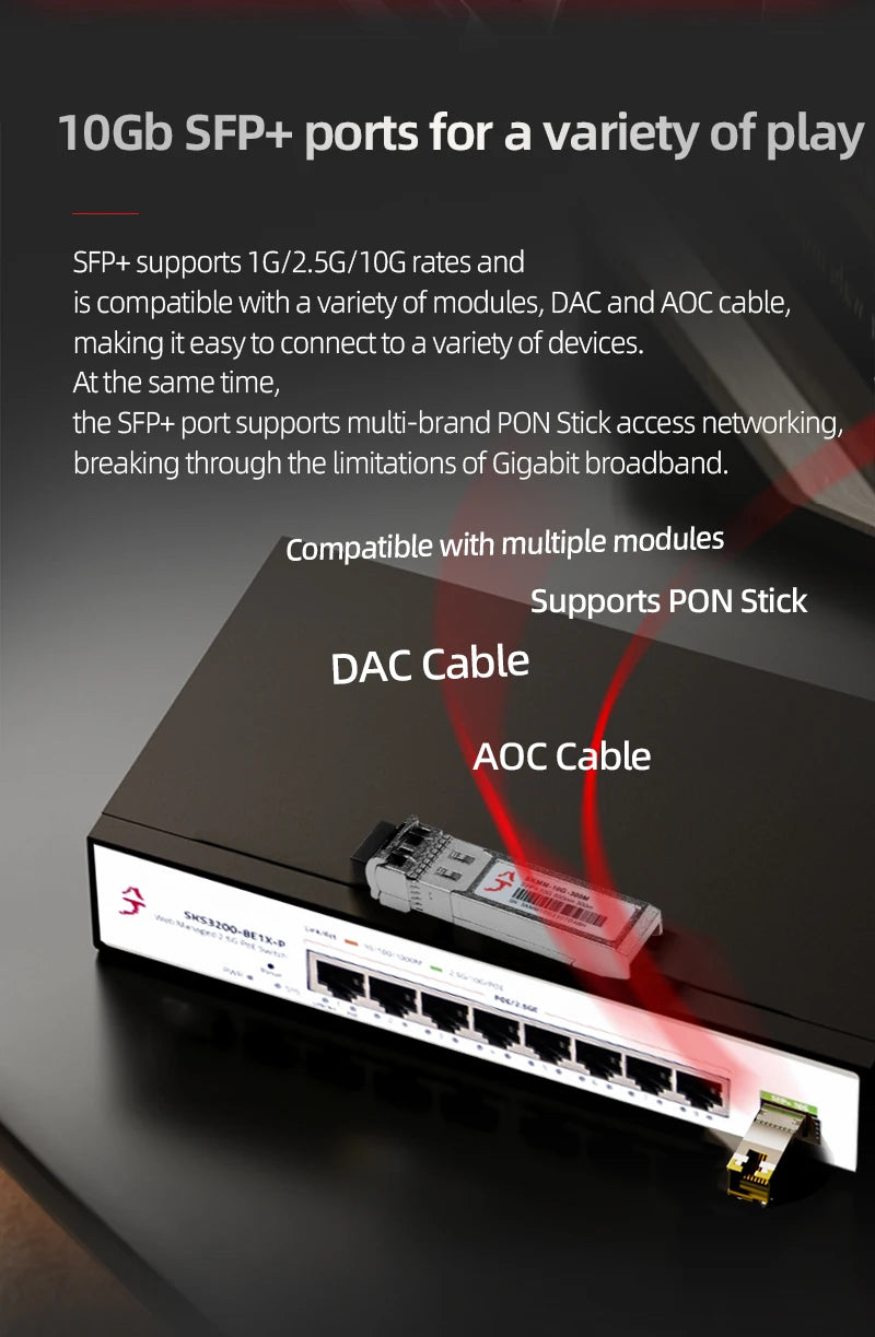 XikeStor 8 Ports 2.5G POE RJ45 1 Port 10G SFP+ L2 Managed POE Support VLAN/ Port Aggregation/ 802.3AF/AT Protocol