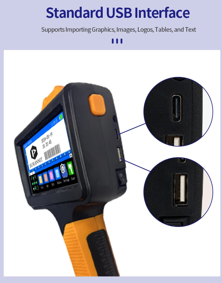 EURANNIT E19 12.7mm Portable Printer Handheld Thermal Inkjet Printer Portable Expire Date Counter QR Barcode Logo Coding Machine