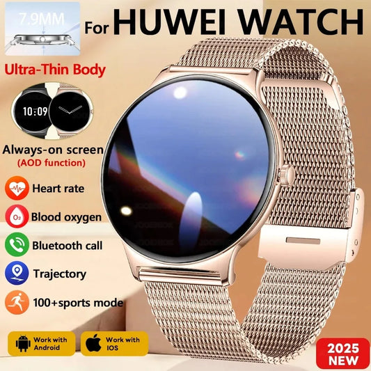 For Huawei New Ultra Slim AMOLED Smart Watch Women Screen Always Display Time Heart Rate BT Calling High-end Fashion Smartwatch
