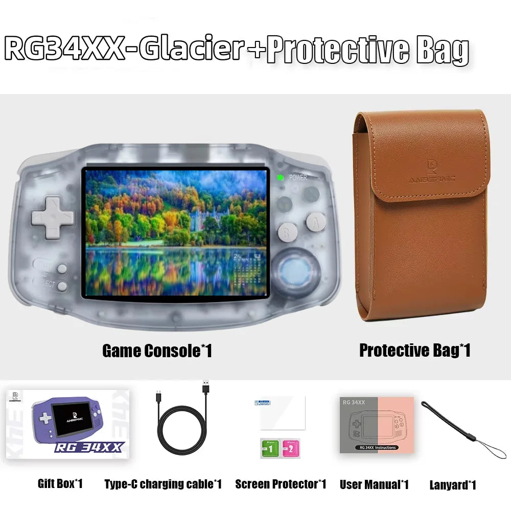 ANBERNIC RG34XX Handheld Game Console 3.4inch IPS Screen Linux 64-bit System RG 34XX 32G Retro Video Game Players WiFi PSP Gift