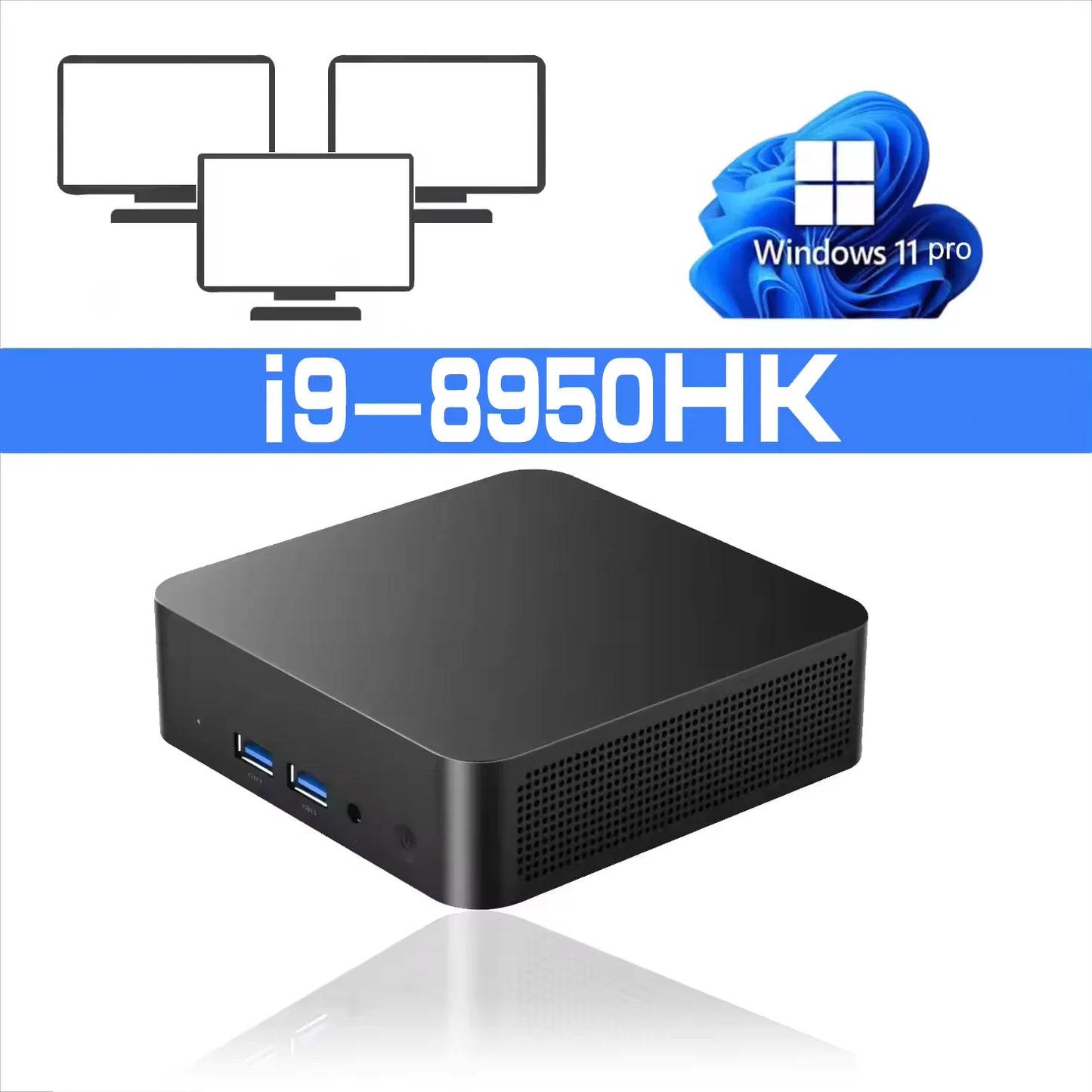 Mini PC Intel Core i9 8950HK Windows 11 Gaming Computer Small Pocket UHD Graphics WiFi6 16GB DDR4 1TB SSD 1000Mbps Dual Desktop