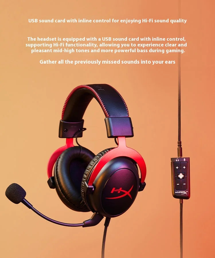 HyperX Cloud 2 II Gaming Headset Hi-Fi 7.1 Surround Sound Detachable 8 Microphone With USB sound card