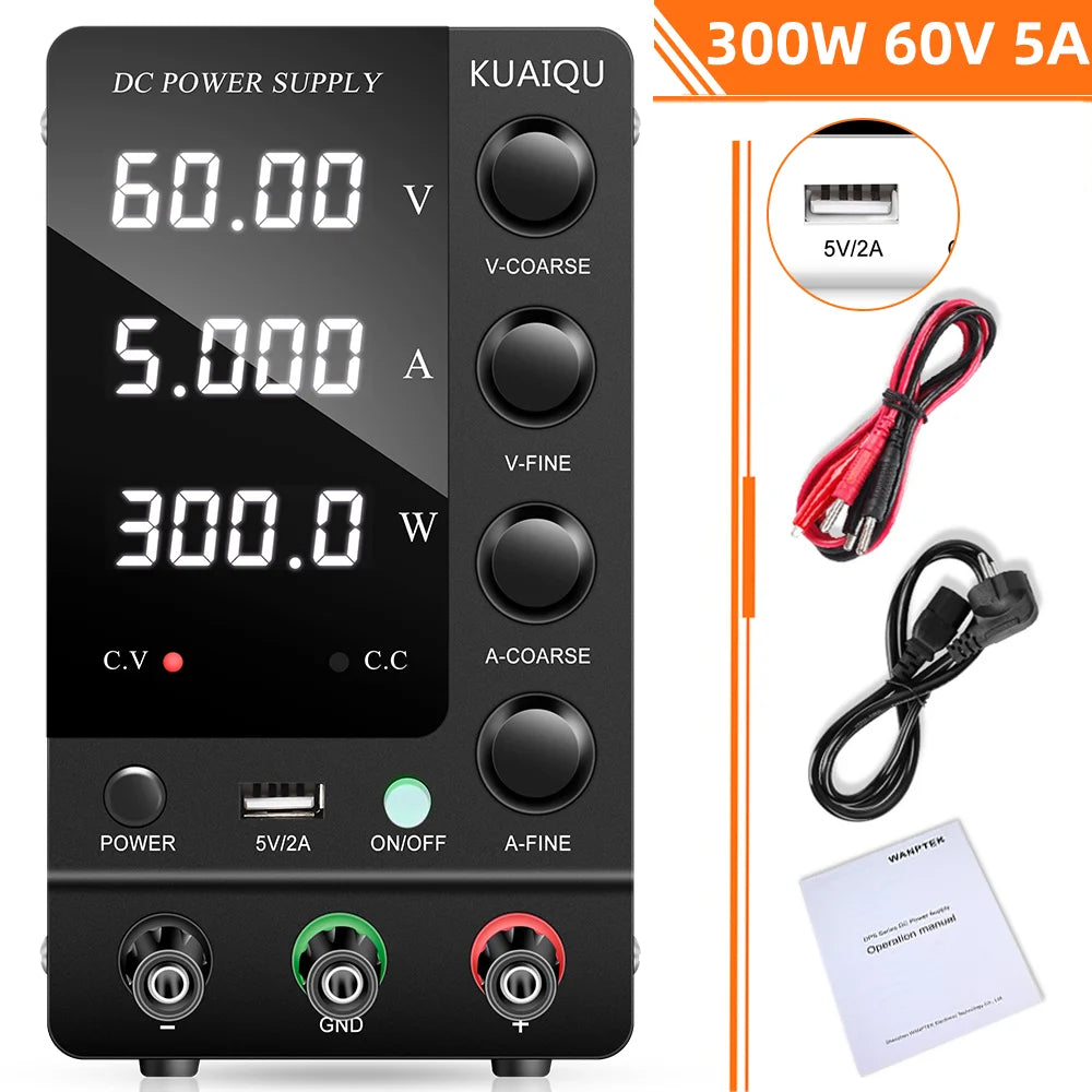 KUAIQU DC Laboratory Power Supply 30V 60V 120V Adjustable Voltage Regulator Bench Switching Power Supply Preset Current ON/OFF