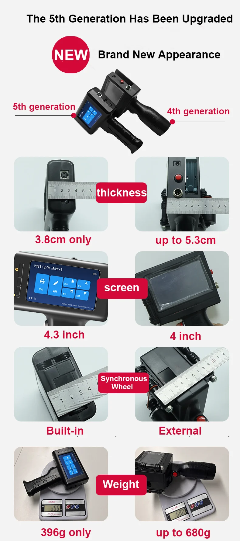 Willita 12.7mm Label Printer Handheld Inkjet Printer QR Bar Batch Code Date Number Logo Expiry Date Coding Machine For Glass