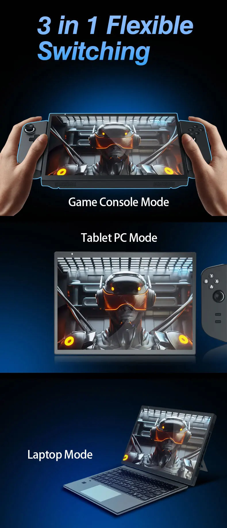 CRELANDER Laptop Intel N95 CPU 4 Cores 4 Threads 10.5 "TDP Touch Screen Detachable Gamepad Portable Handheld Gaming PC Laptops