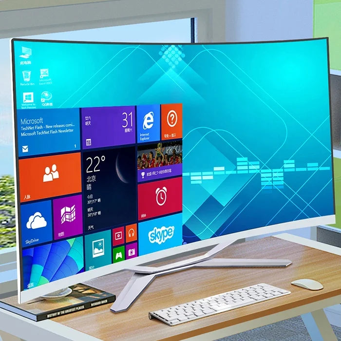 Aotesier 24 inch Led High Quality Built-in Battery Desktop Monoblock Gaming Computer With Webcam Business All In One Pc win10 8G