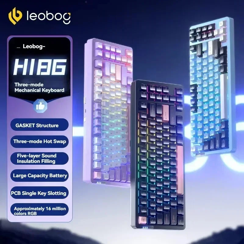 LEOBOG Hi86 Mechanical Keyboard Three-mode Aluminum Alloy Hot-Swap RGB Light Gasket Game Keyboard Customized Esports Accessories