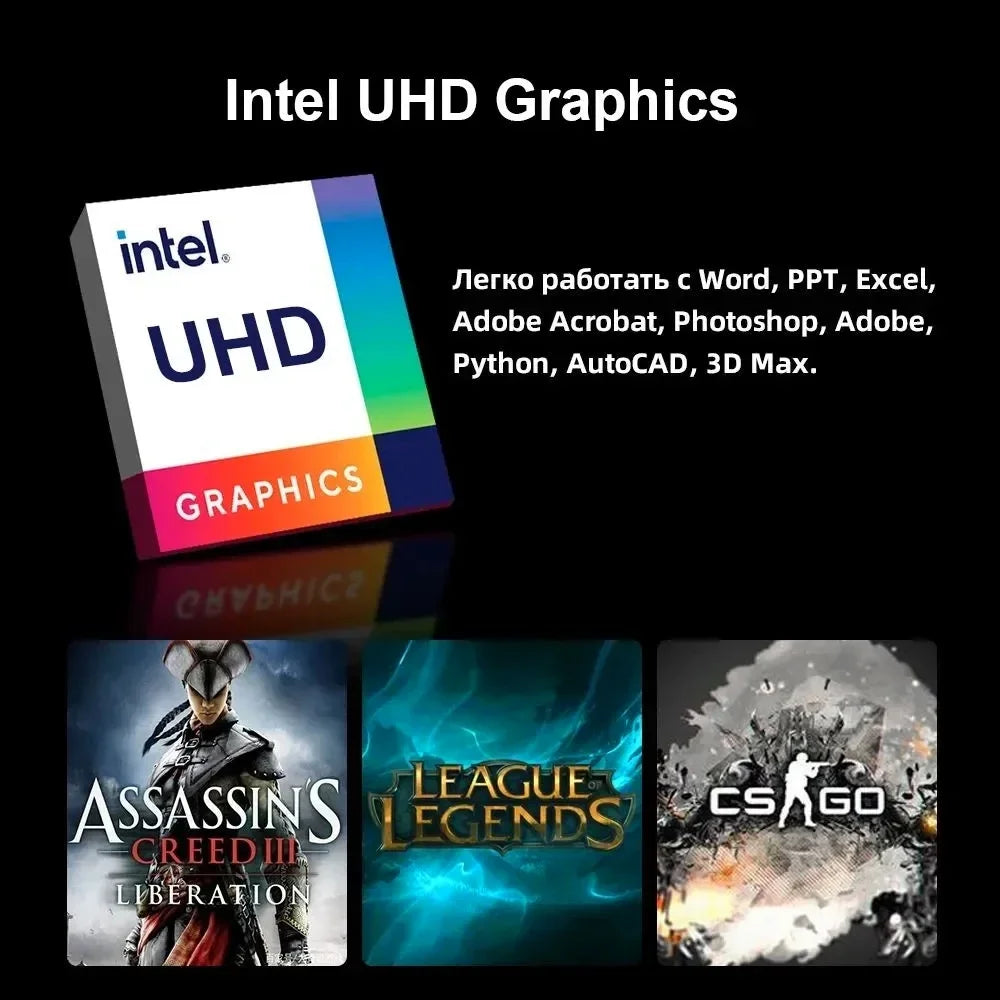 N5095 15.6" Laptop, Up to 32GB RAM 2TB Windows 10/11 Pro, Black backlit English Russian keyboard Portable Notebook