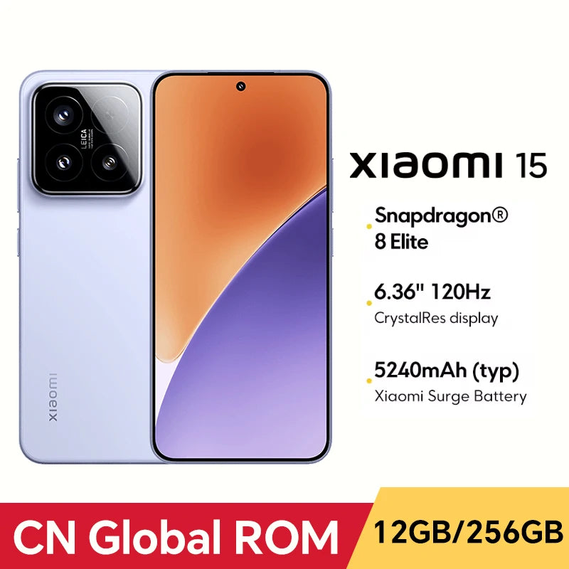 CN Global ROM Xiaomi 15 256GB/512GB Snapdragon 8 Elite 6.36”1.5k OLED Screen 5400mAh Battery 90W Wired Charge 50MP+32MP Camera