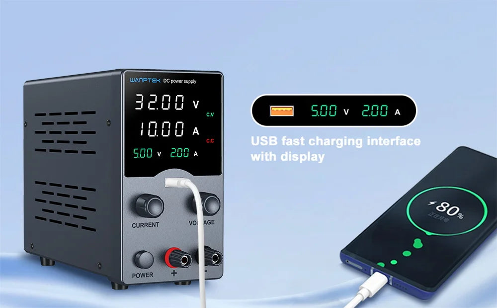 Wanptek DC Power Supply 30V 10A 5A Variable Bench Power Supply Adjustable Lab Power Supply 60V 5A 120V 3A  Voltage Regulator