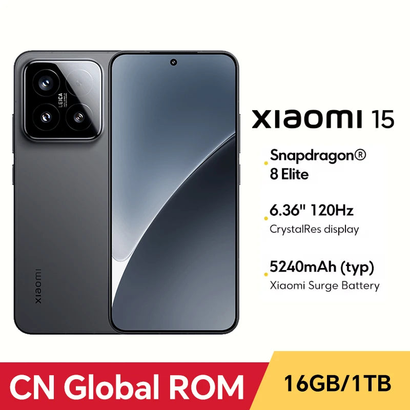 CN Global ROM Xiaomi 15 256GB/512GB Snapdragon 8 Elite 6.36”1.5k OLED Screen 5400mAh Battery 90W Wired Charge 50MP+32MP Camera