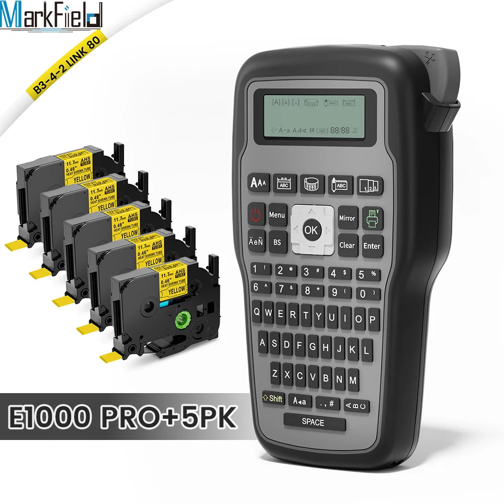 E1000 PRO Portable Label Printer 203dpi Compatible for Brother TZe231 HSE231 FX231 6-12mm Label Maker Machine Industrial Labeler