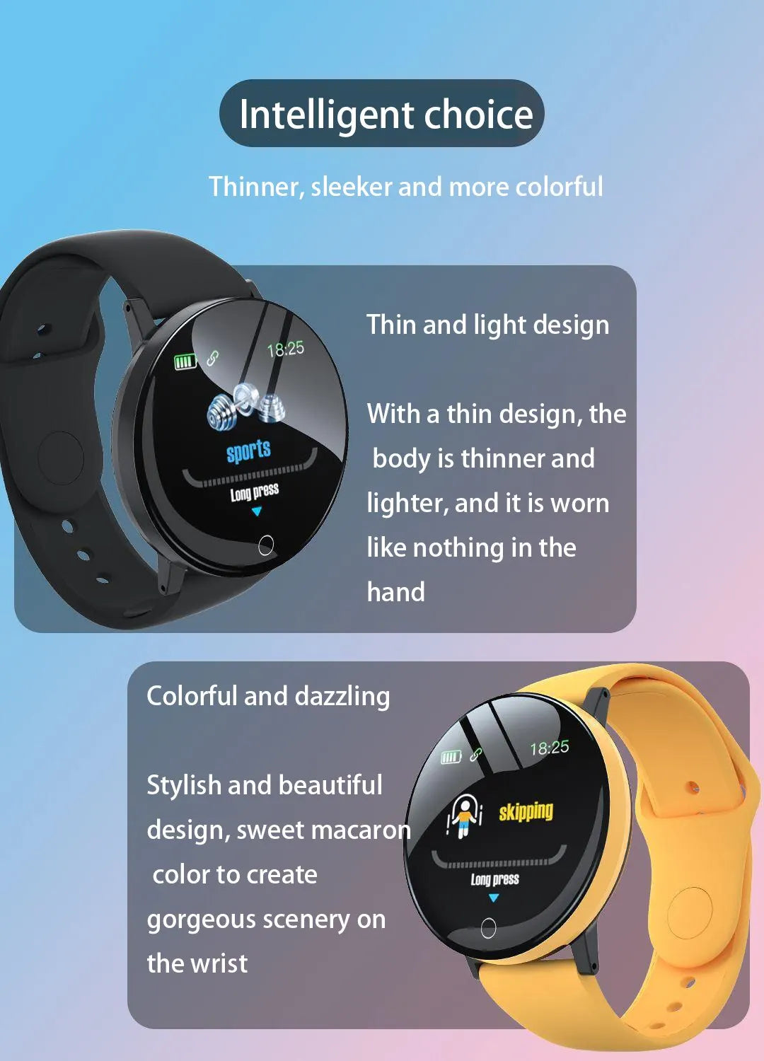 New Smart Bracelet 2025 Real Step Count Fashion Alarm Clock Watch Bluetooth Music Fitness Tracker Sports Smartwatch Android D18
