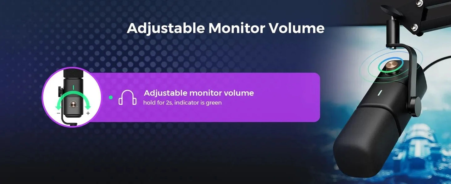 NearStream Dynamic XLR USB Mic Desktop Professional Microphone Plug-and-Play for Gaming Studio Streaming Podcast Recording pc