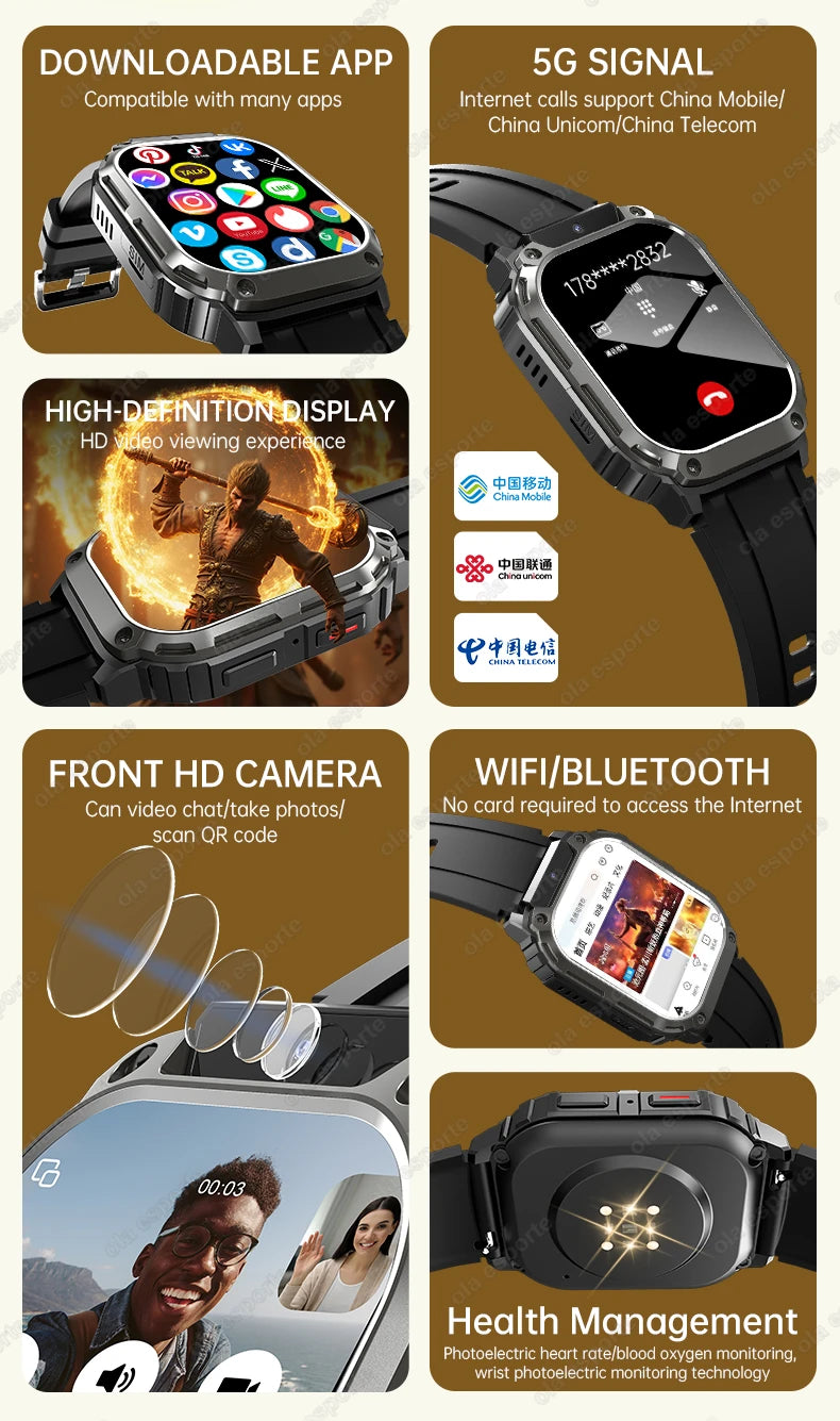 New GPS 5G SIM Card Smartwatch Men Women Video Calls 2/16GB Memory GPS WiFi Tiktok APP Waterproof Smart Watch For Android Pk Pgd