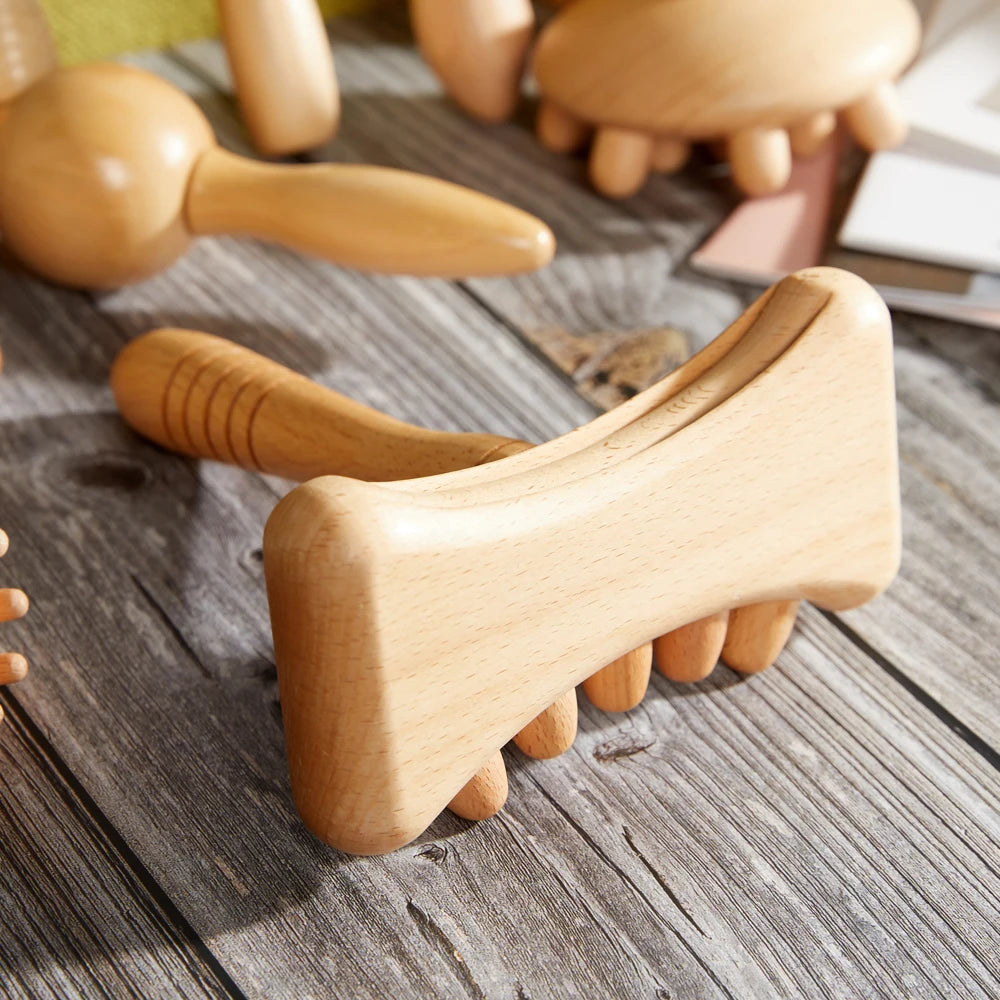 Wooden Therapy Massager Roller Trigger Point Massager Stick for Fascia Muscle Abdomen Body Wood Lymphatic Drainage Massage Tools