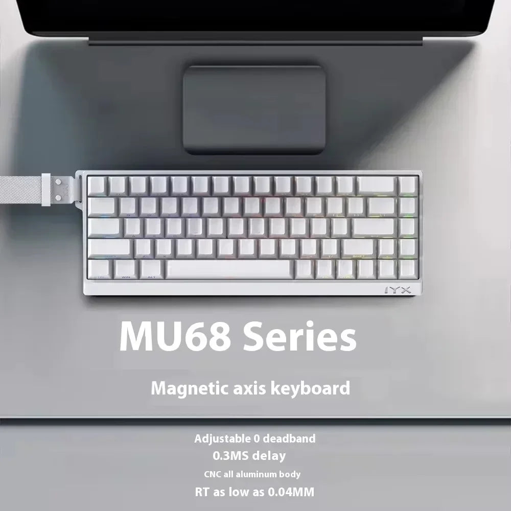 IYX MU68 Pro Mechanical Keyboard Magnetic Switch 8k RT0.04 RGB Backlit Hot Swap E-sports Gamer Keyboard Wired Aluminium Alloy