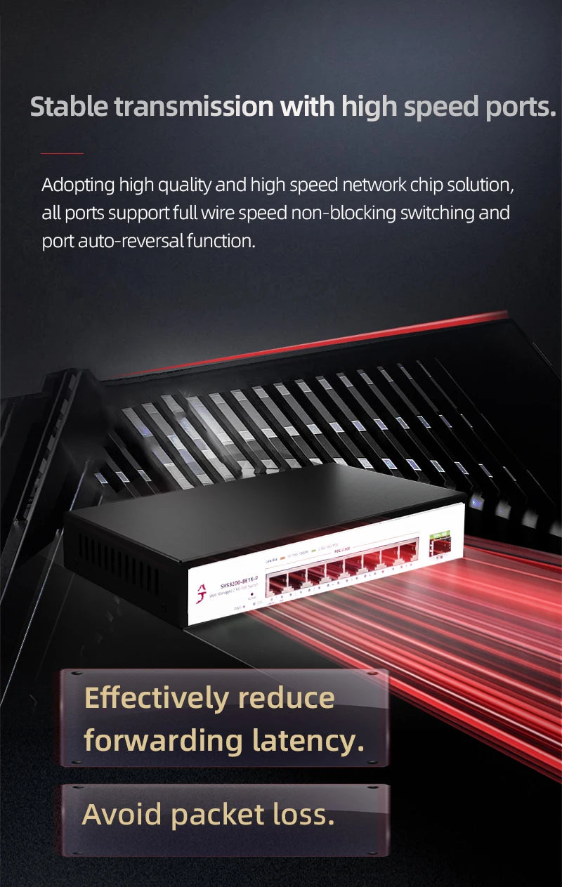 XikeStor 8 Ports 2.5G POE RJ45 1 Port 10G SFP+ L2 Managed POE Support VLAN/ Port Aggregation/ 802.3AF/AT Protocol