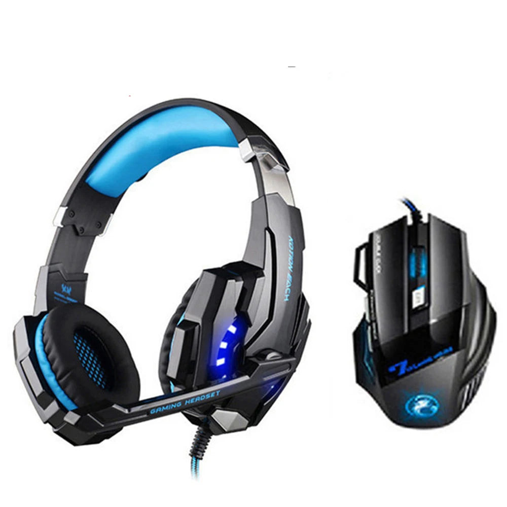 Combination G2000 Gaming Headphones with Microphone Stereo Led Headset + Gaming Mouse for PC Gamer PS4 Notebook Laptop Xbox One