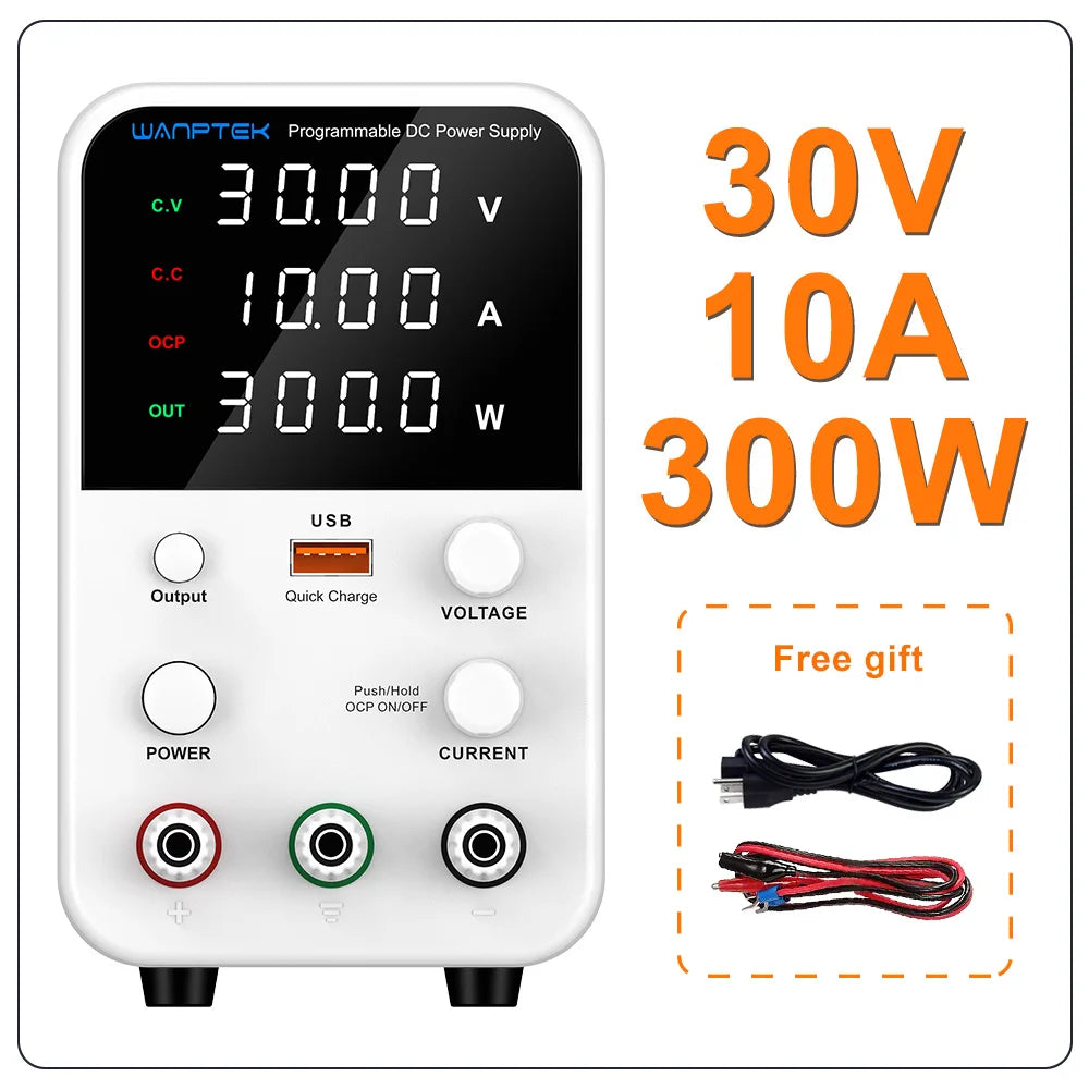 Wanptek DC Lab Power Supply 30V 60V 120V Adjustable Voltage Regulator Preset Voltage Current Dual Input Voltage 220V/110V