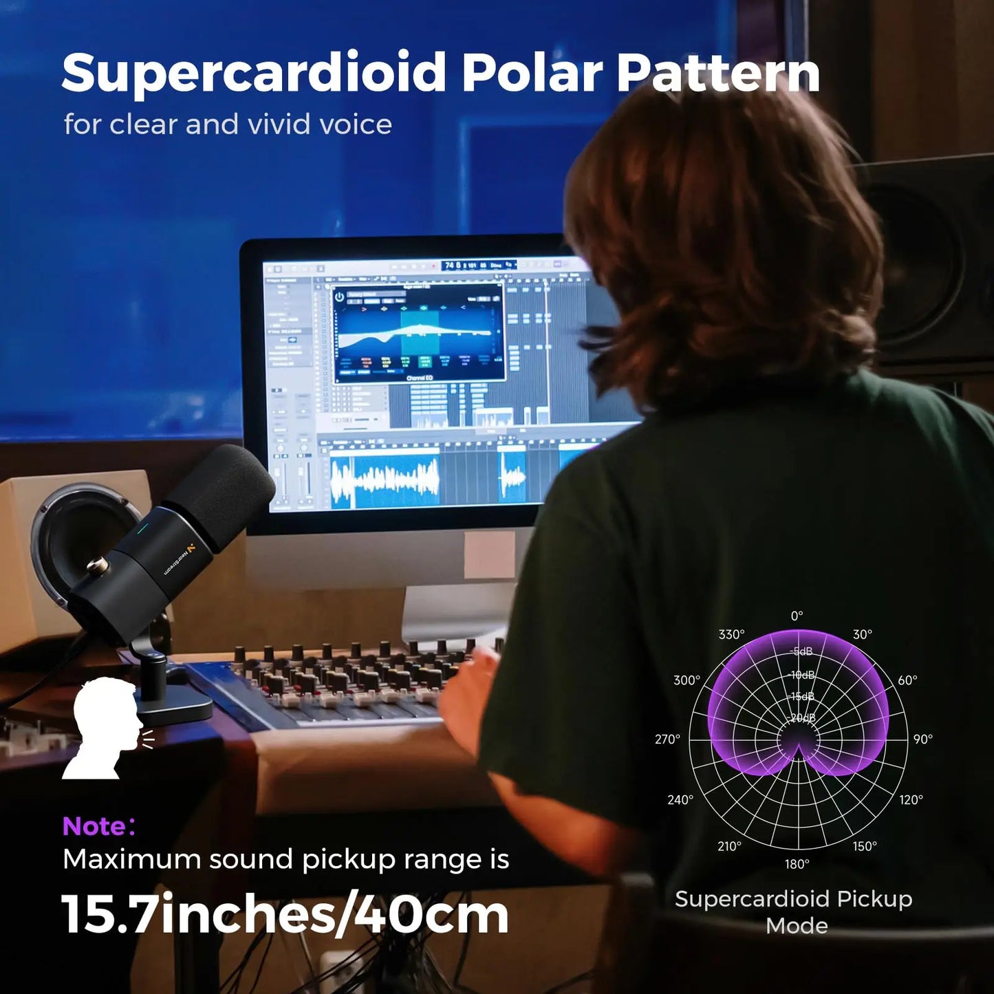 NearStream Condenser USB XLR Microphone Desktop Plug-and-Play Professional Mic pc for Gaming Streaming podcast studio Recording