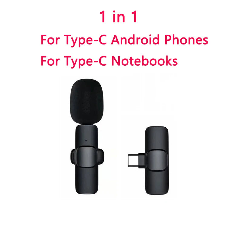 2 In 1 Wireless Lavalier Microphone Portable Audio Video Recording Mini Mic For Ios Android Live Broadcast Gaming Phone Mikrofo