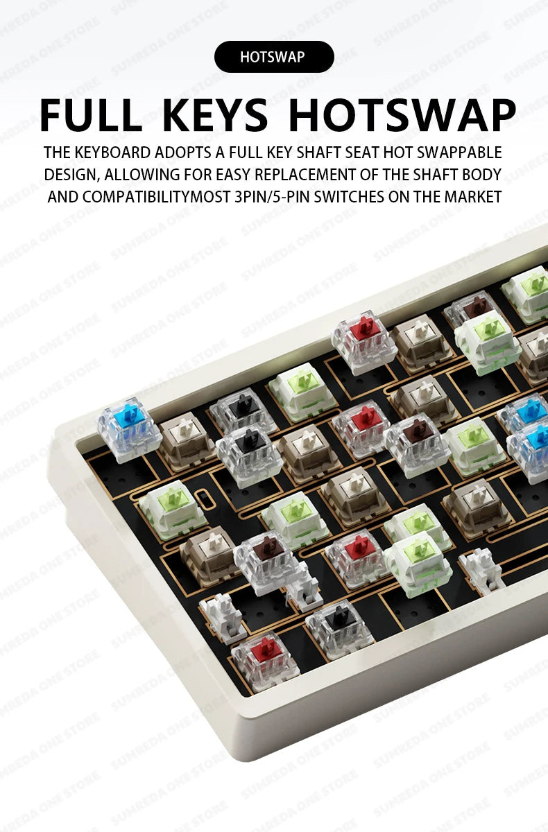 Sugar65 V2 Lucky65 V2 Aluminum Alloy Mechanical Keyboard 3-Mode Customization 2.4g Bluetooth Hotswap Gasket RGB Gaming Keyboard