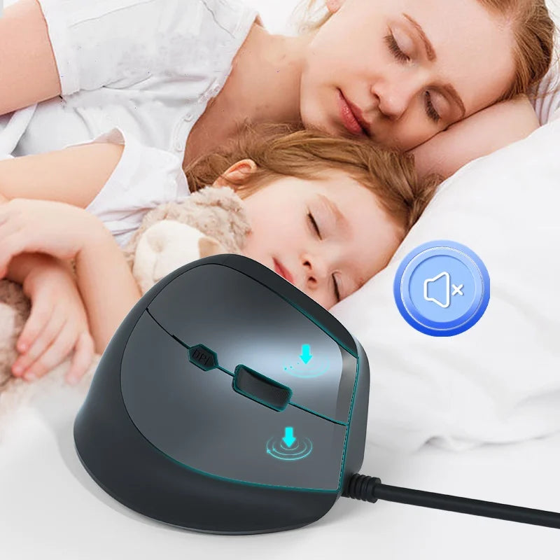 Wired Right Hand Vertical RGB Mouse Ergonomic Gaming Mouse 1600DPI USB Optical Wrist Healthy Mause for PC Computer