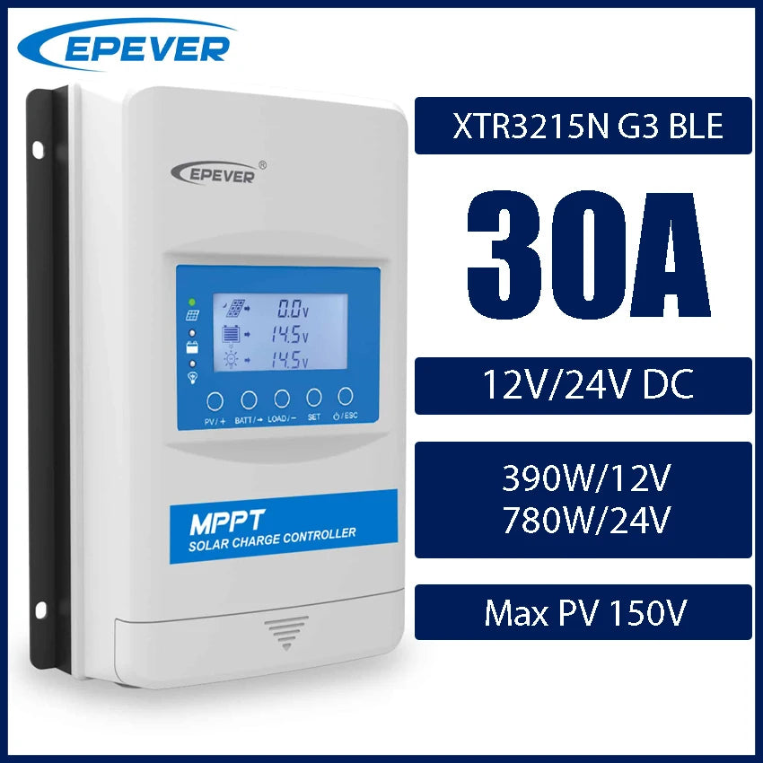 EPEVER 10/20/30/40A MPPT Solar Controller Built In Bluetooth 12V 24V 48V XTRANG3BLE 60/100/150V PV Panel Can Lithium/No Battery