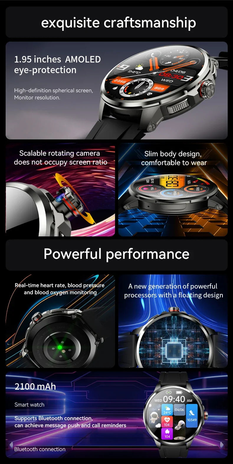 5G/4G Full Network Smart Watch 1.95 inch 720*720 Big Screen HD 8GB+128GB RAM Video Call Smartwatch Google Play WIFI GPS Sim Card