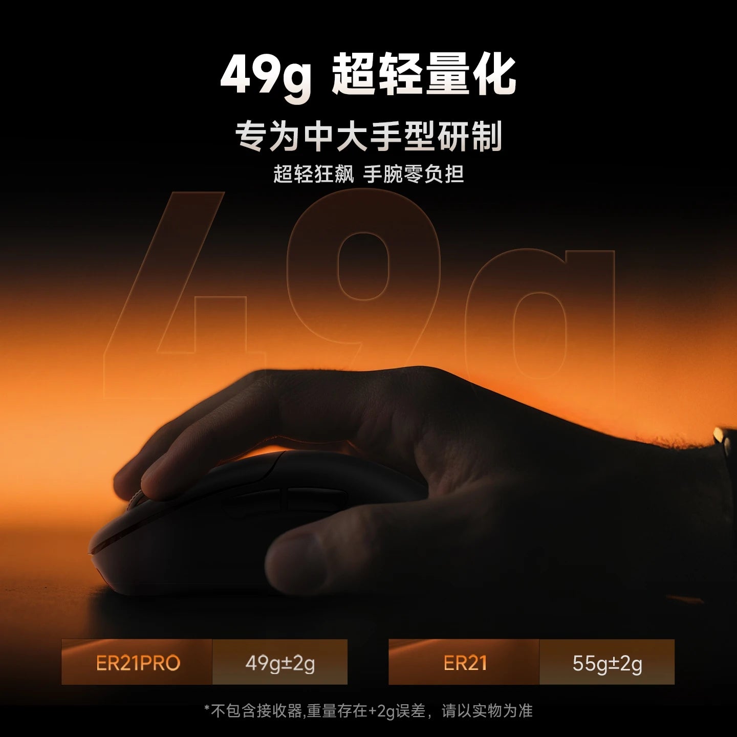 Rawm Er21 Pro Wired Gaming Mouse 2-Mode 2.4g 8k Polling Rate Paw3950 Sensor Nordic52840 Lightweight 49g Ergonomic For Gamers