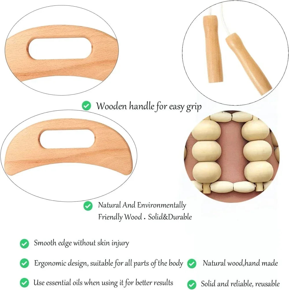 ZONGKUNG 1PCS Wooden Therapy Massage Sets Pain Relief Anti Cellulite Body Slimmling Gua Sha Back Massager Maderoterapia Corporal