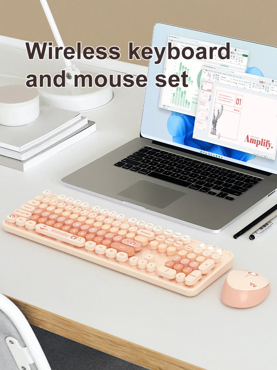 Colorful Sweet Wireless Keyboard And Mouse Set - Combo Pack for Sweet Home Decor And Personal Use
