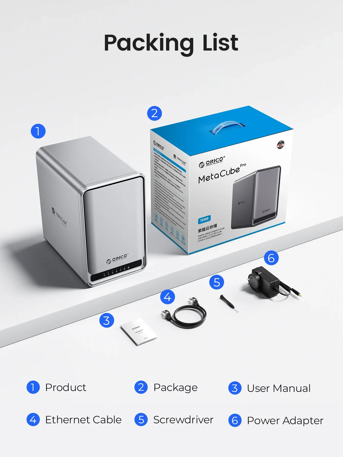 ORICO MetaCube Household Storage Type-C 3.5" HDD Case Dual-bay NAS with Automatic Backup Remote Access with Offline BT Download