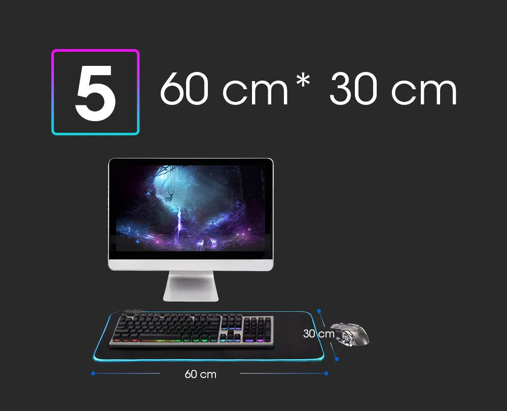 Cool Space Large RGB Mouse Pad Gaming XXL Mousepad LED Mause Pad Gamer Copy Mouse Carpet MausePad PC Desk Pad Mat with Backlit