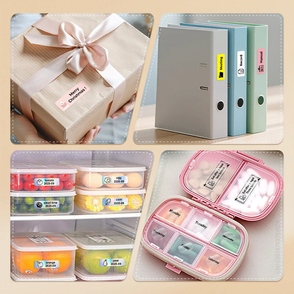 Portable Mini Label Printer D12 Bluetooth Inkless Thermal Printer Connect Phone Edit Printing Self Adhesive Sticker Labeller