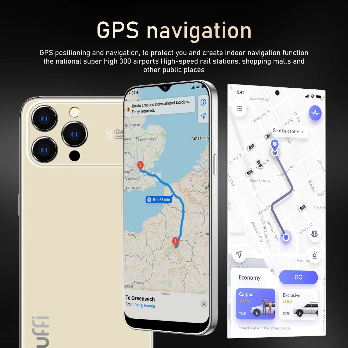 Global Vision 17 Pro Max Smartphone 5G Android 12 8GB RAM 512GB ROM 6.3 Inch Phone 2280x1080HD 24+48MP 4 5G Network Mobile Phone