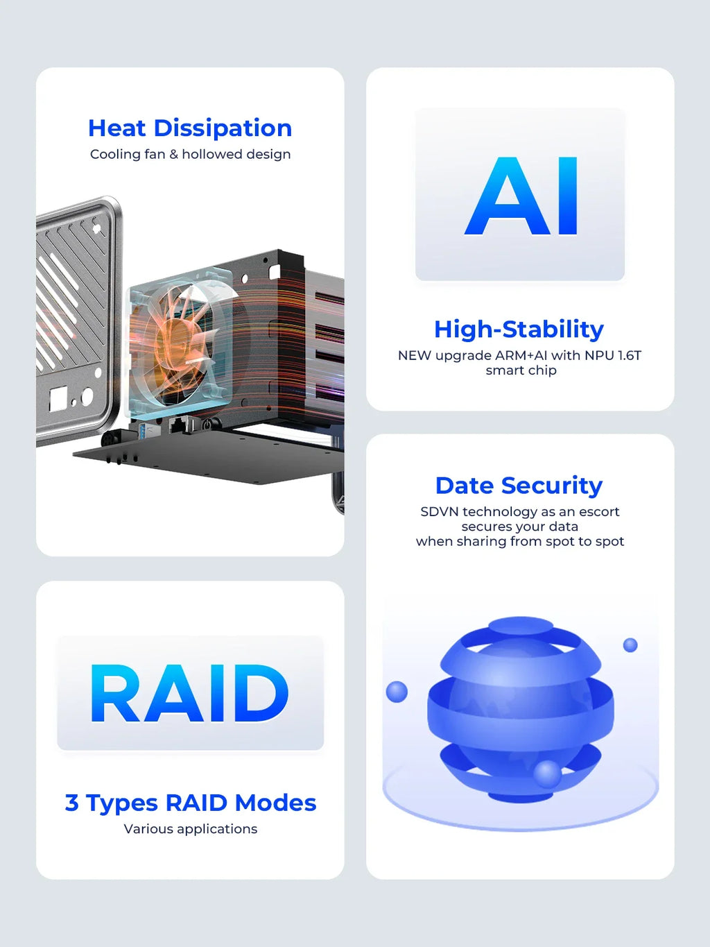 ORICO Dual bay MetaCube Household Storage 3.5" HDD/SSD Dual-bay NAS with Automatic Backup Remote Access with Offline BT Download