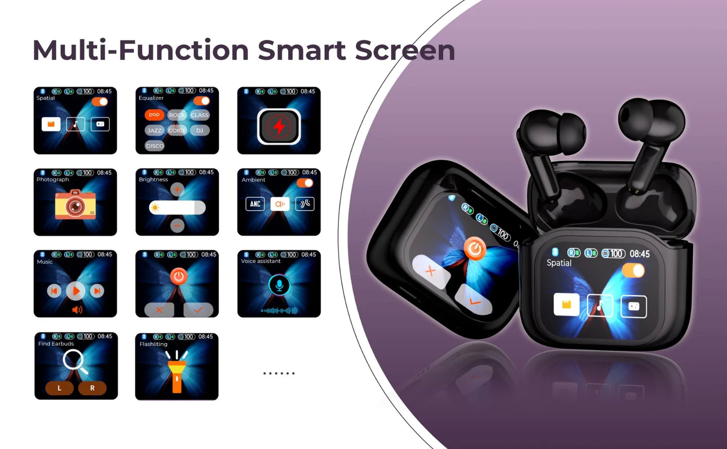 Touch Screen Translation Headphones 144 Languages Two-Way Real Time Translator Headsets Travel Business Bluetooth Earbuds