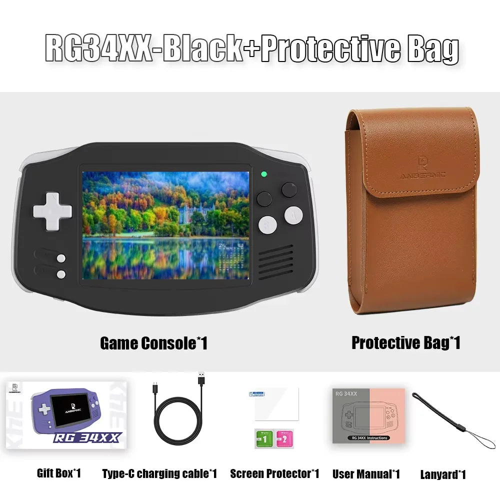 ANBERNIC RG34XX Handheld Game Console 3.4inch IPS Screen Linux 64-bit System RG 34XX 32G Retro Video Game Players WiFi PSP Gift