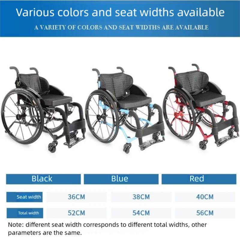 3different Seat Size Aluminum Alloy Rehabilitation Portable Light Foldable Travel Chair Sport manual Wheelchair for the Disabled