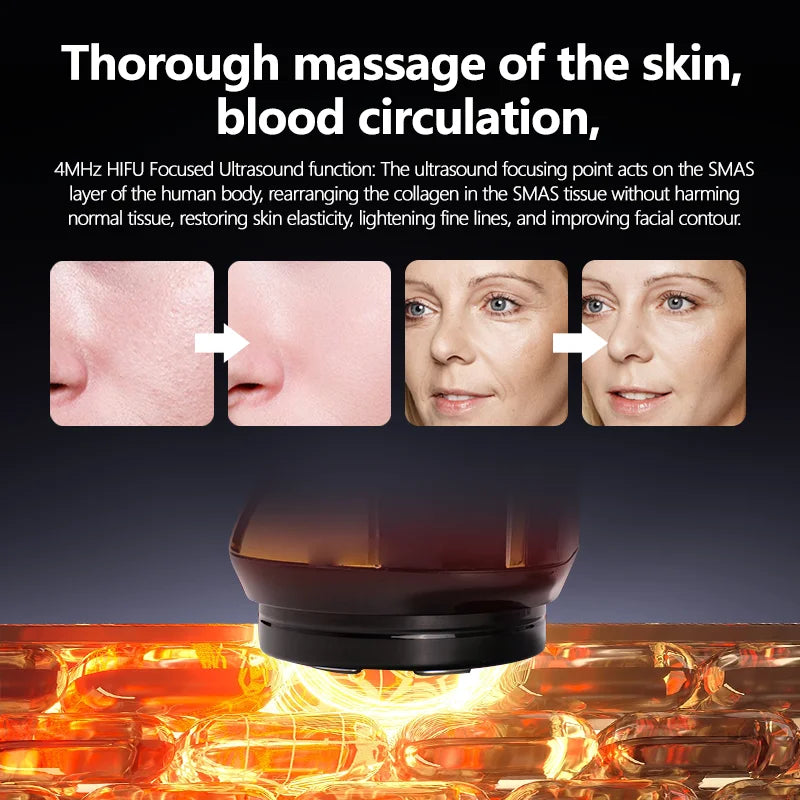 Newest 4 IN 1 Mini HIFU Machine 3nd Generation EMS Pulse Warm Up Facial Massager for Faces and Body Ultrasound Beauty Device