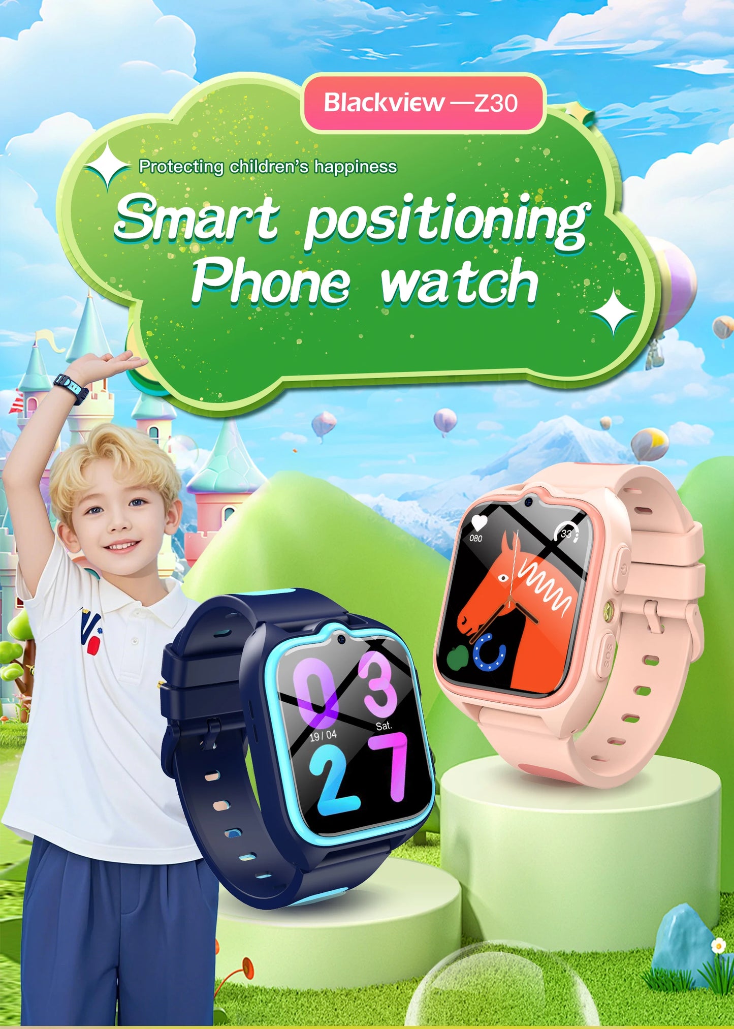 New Blackview Z30 Kids Smart Watch 4G Call Phone Watch, Waterproof Children Monitor Tracker, SOS Child Sports Digital Watches